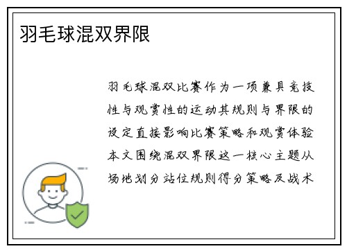 羽毛球混双界限